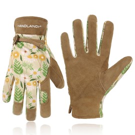 HLDD HANDLANDY Womens Garden Gloves, Thorn Proof Gardening Glove, Breathable Utility Working Gloves for Yardwork, Drivers, Mechanics, Construction (Small, Brown and green)