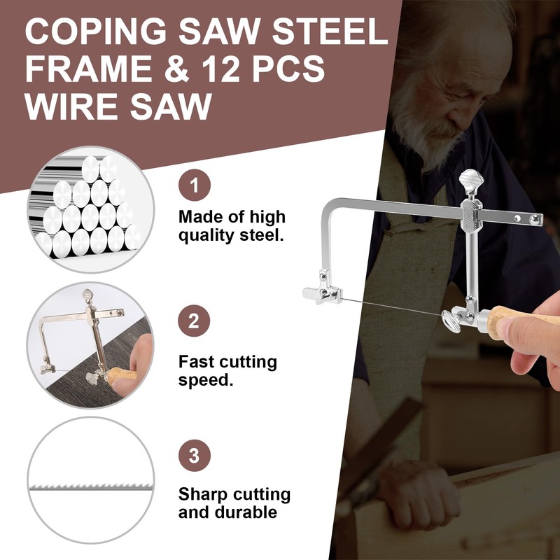 Tsudoku Coping Saw Steel Frame and 12 Pcs Diameter 1Mm