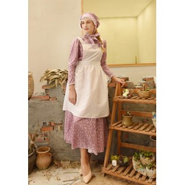 ROLECOS Pioneer Women Costume Floral Prairie Dress Deluxe Colonial Dress Laura Ingalls Costume (XXL, purple)