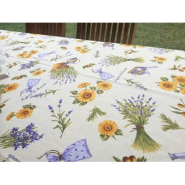 PAGO POCO Rectangular Tablecloth Lavender Design in All Sizes 100% Cotton Made in Italy