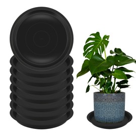 TNTIWQ 8 Pack 14 Inch Round Plant Saucers for Less 11.8 Inch Pot Indoors Outdoors Plant Trays for Pots Planter Saucer Plastic Plant Drip Tray Planter Water Tray for Potted Plants (Black, 14"(8pcs))
