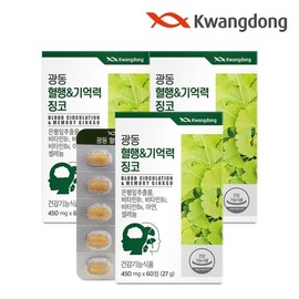 Guangdong Blood Memory Ginkgo 60 tablets 3 boxes (6 months supply) / Ginkgo Leaf Extract Vitamin B / 광동 혈행기억력 징코 60정 3박스(6개월분) / 은행잎추출물 비타민B
