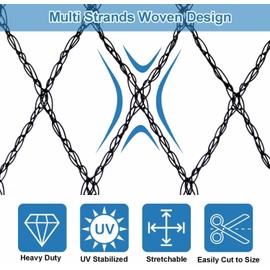 Koi Pond Netting Kit 4.5m x 6m Black Heavy Duty Woven Fine Mesh Net Cover for Leaves - Protects Koi Fish from Blue Heron Birds Cats Predators UV Protection - Reusable & Stakes Included