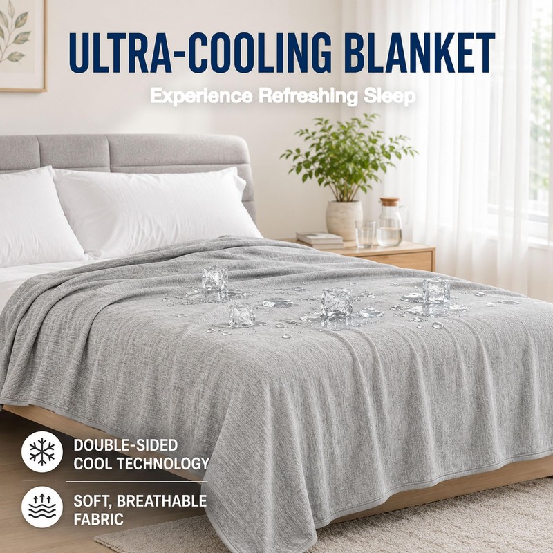 AEPINBH 60''x80''Cooling Blanket，Cold Blanket for Hot Sleepers,Lightweight Breathable, Instant Cool