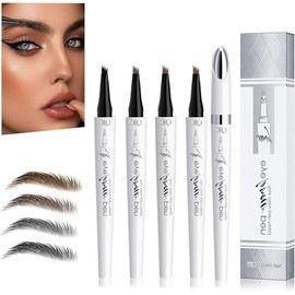 Lápiz de cejas impermeable con 4 puntas, 2024 Nuevo lápiz de cejas Microblading 3D Lápiz de contorno, lápiz de cejas mágico, natural, fino y de larga 