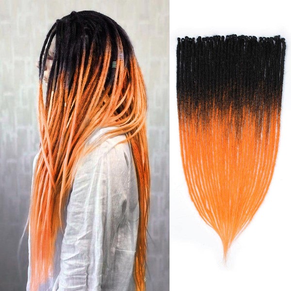 24 inch SE Ombre Orange Synthetic Dreadlock Extensions 30pcs Thin