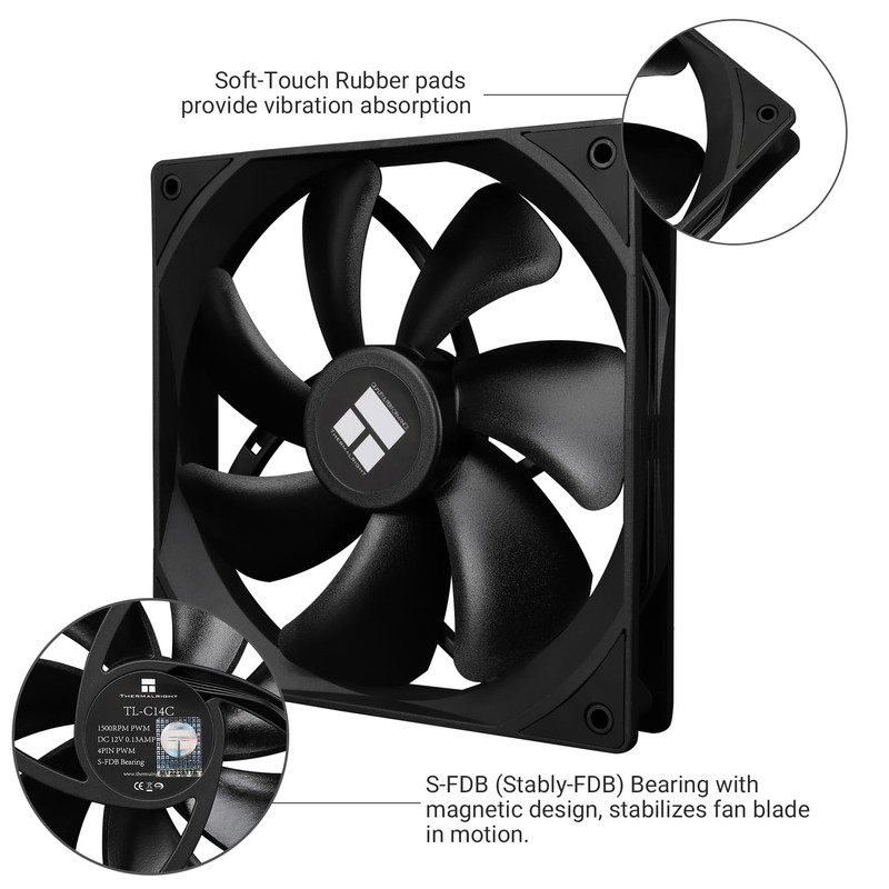 Thermalright TL-C14C X3 CPU Fan,with 4-PWM Control, Low Noise PC