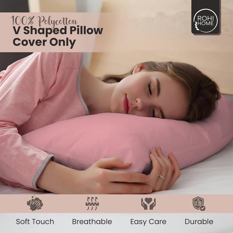 Rohi Pink V Shaped Pillowcase – Soft & Breathable V