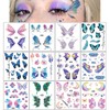 Konsait 12 Sheets Glitter Butterfly Temporary Tattoos for Women Kids