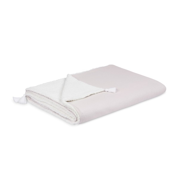 Cotton & Sweets Double Sided Muslin + Faux Fur Blanket | Lilac
