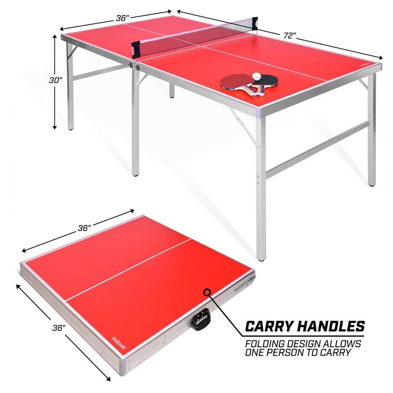 GoSports 6 ft x 3 ft Mid-size Table Tennis Game