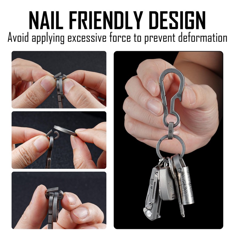 KeyUnity KM01 Titanium EDC Keychain Clip with Bottle Opener, Quick