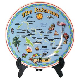 Decorative Plate The Bahamas Souvenir 8" Porcelain Dinner Plate with stand