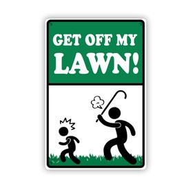 Draradi Get Off My Lawn! Aluminum Metal Sign Grass Property Outdoor & Indoor Home 8" X 12" inch