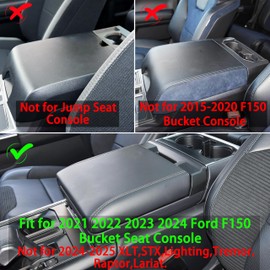 Center Console Organizer Tray for Ford F150 2021 2022 2023 2024 Accessories Interior Secondary Storage Armrest Box Insert Hidden Cubby Drawer (Full Console w/Bucket Seats ONLY) (Blue Trim)