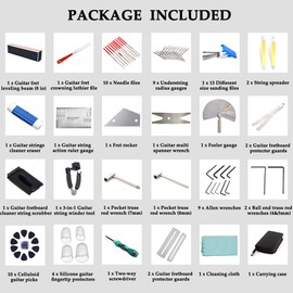 Meideal 65 Pieces Guitar Repairing Maintenance Tool Kit, Guitar Setup Kit Cleaning Care Accessories for Acoustic Electric Guitar Bass Ukulele