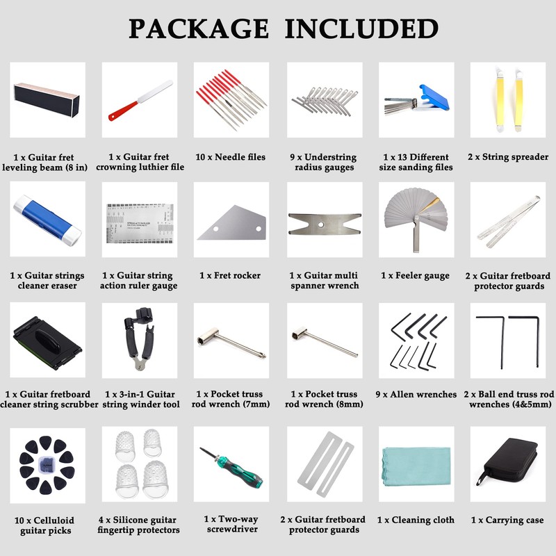 Meideal 65 Pieces Guitar Repairing Maintenance Tool Kit, Guitar Setup