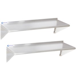 SWOTCATER 2 Pack Stainless Steel Shelf 12"x48" 320LB, Commercial Wall Mounted Metal Shelving for Home Kitchen, Restaurant