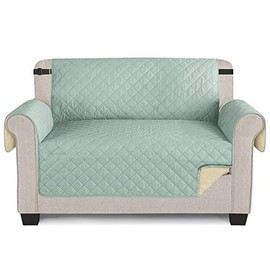 TAOCOCO Sofa Covers 100% Waterproof Sofa Slipcovers 2 Seater,Non Slip Cover for Kids/Dogs/Pets,Washable Sofa Protector with Elastic Strap(Mint Green,UPDATE of Cloth)