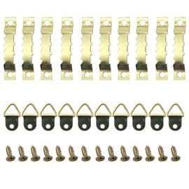 Ruidee Picture Hooks Set, Picture Frame Hangers, Prismatic Hangers, Serrated Hangers, Triangle Ring Hangers (Gold)
