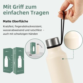 Combo Delight Thermos Flask, 580 ml, Stainless Steel Drinking Bottle, Metal, 24 Hours Cold & 24 Hours Warm, BPA-Free Insulated Bottle, Cleaning Brush and Dishwasher Safe, Beige