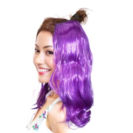 Single Color LeeWin Body Curly Style hair 5 clips on hair extension high temperature synthetic hair pieces (20inch, Purple)