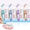 Mckkor Denture Brush 4 Pack,Double Sided Denture Toothbrushes, Multi-Layered Bristles