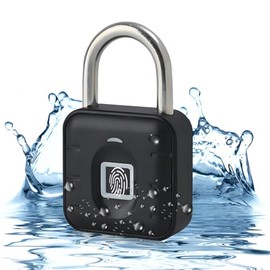 Schloss mit Fingerabdruck,Vorhängeschloss für Fitnessstudio,wetterfest,mehrbenutzer,schlüsselloses Schloss Wasserdicht Vorhängeschlöss für Fitnessstudio,Gepäck,Lagerhäuser,Spind Schwarz