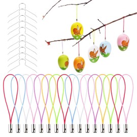 O-Kinee Plastic Decorative Eggs Easter for Crafts Painting Hanging 6 cm White Set of 24