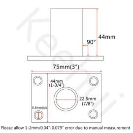 Heavy DudyBoat Hand Rail Fitting-90 Degree 7/8 inch Rectangular Base-Marine 316 Stainless Steel Deck Hardware