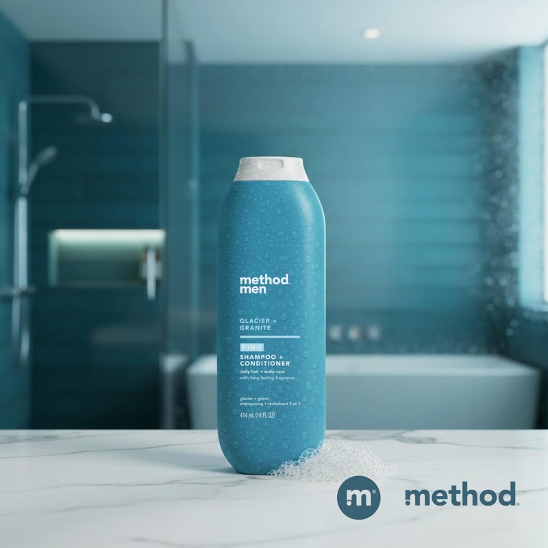Method Men 2-in-1 Shampoo and Conditioner, Glacier + Granite -