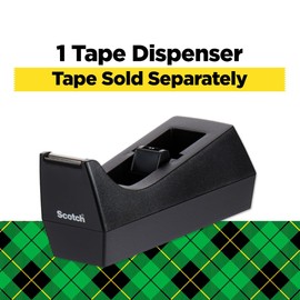 Scotch Classic Desktop Tape Dispenser, Black, 1-inch Core, Made from 100% Recycled Plastic, 1 Dispenser