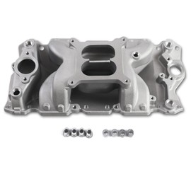 JGhyperX 7501 2026 vortec air-gap Intake Manifold Aluminum Dual Plane Compatible with Chevy Small Block SBC 1955-86 262 265 267 283 302 305 307 327 350 400 V8 Engine Silver