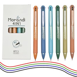 Lopenle 6PCS Shuttle Multicolor 4 in1 Gel Pens Morandi 4 Colors Retractable Rolllerball Pens For School Home Office Christmas Stationery Store