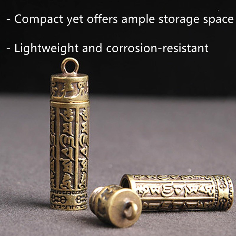 1 Pcs Pocket Pill Case Portable Brass Pill Box with
