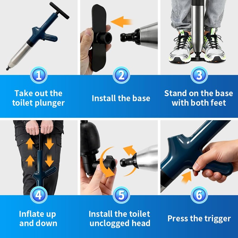 Toilet Plunger, High Pressure Toilet Plunger, Heavy-Duty Clog Remover for