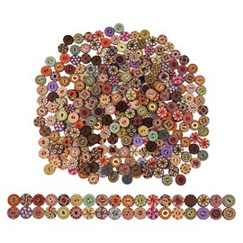 300 Pcs Wooden Buttons for Clothes, 15mm 2 Holes Round Buttons
