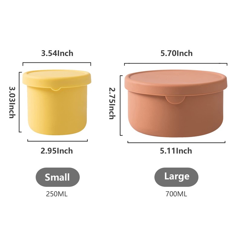 Silicone Food Storage Containers, Silicone Bowl With Lid, Unbreakable, Non-Slip,