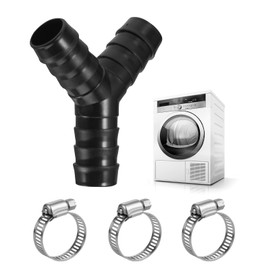 iewrtcin Y Splitter Piece Hose Clamps, Black 3/4 Inch Washing Machine Y Hose Connector, Garden Hose Y Piece, Suitable for Kitchen Pipes, Washing Machines, Gardens, Outdoors