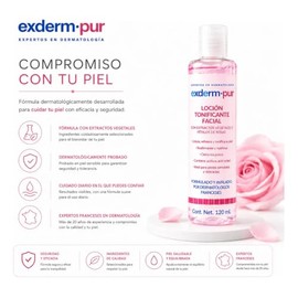 Exderm Pur Loción Tonificante Facial Antimanchas FPS 50 con Ácido Hialurónico y Extracto de Rosas Tratamiento para Poros Abiertos Melasma Paño 120 ml