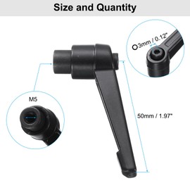 sourcing map 4pcs Clamping Lever Adjustable Handle Set Metric M5 x 25mm Male & M5 Female Thread Level Handles Hand Stud Knobs Quick Release Black for Lathe Machinery