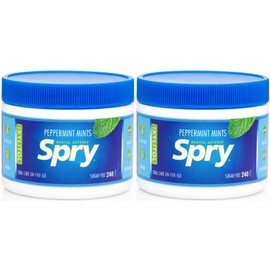 Spry Xylitol Mints, Peppermint Sugar Free Candy - Breath Mints That Promote Oral Health, Dry Mouth Mints That Increase Saliva Production, and Stop Bad Breath, 240 Count (Pack of 2)