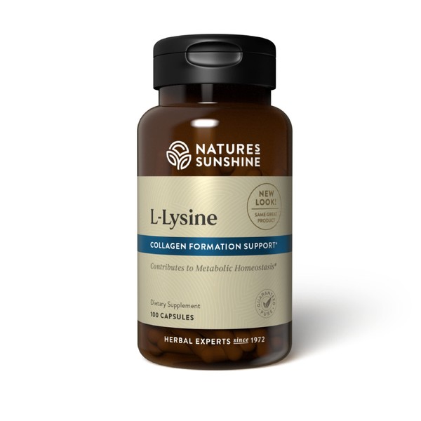 Nature's Sunshine L-Lysine, 100 Capsules | Essential Amino Acids Capsules with 474 mg of L-Lysine Hydrochloride to Help Your Body Control the Acid and Alkaline Balance
