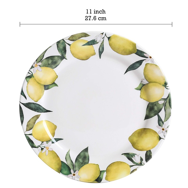 Bico Lemon Dreams 11 inch Dinner Plates, Set of 4,