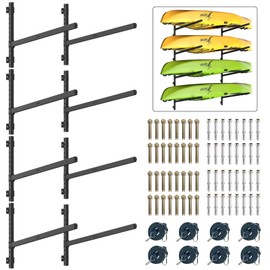 Kayak Storage Rack Heavy Duty, Adjustable Wall Mount Hanger for Indoor Garage & Outdoor Storage, Storage Rack for Kayak, Canoe, Surfboard & Paddle Board (Kayak Storage Rack Wall Mount 4)