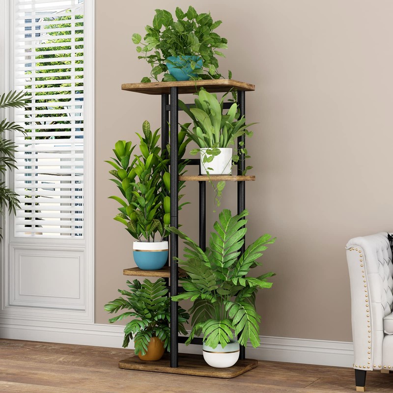 LINZINAR Plant Stand Indoor 4 Tier 5 Potted Multiple Plant