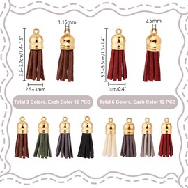 PH PandaHall 96pcs 8 Dark Color Faux Suede Tassels for Keychains Keychain Tassels Pendant Tassel Keychain Charms Bulk for Bookmarks Wristlet Keychains Cellphone Straps DIY Crafts Making 0.99~1.1"