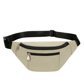 PPXGOGO Riñonera para hombres y mujeres, a la moda, impermeable, con cinturón ajustable, bolsa de riñonera casual para viajes, deportes y correr. (Beige)
