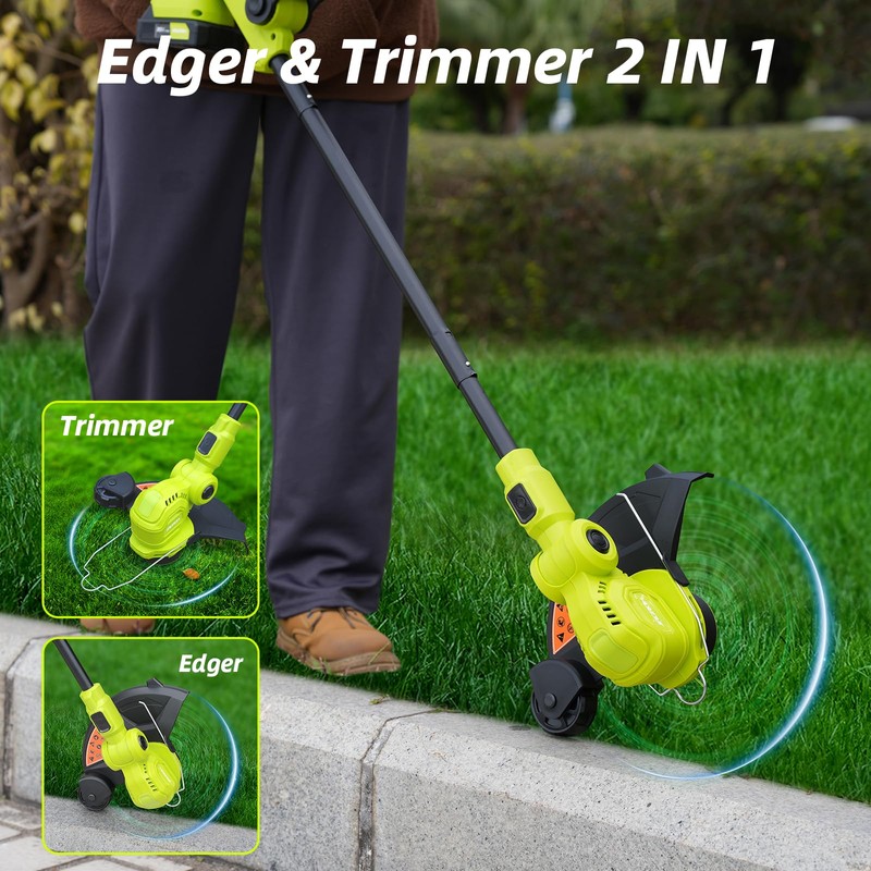 JAGROM 12-inch 20V Cordless String Trimmer with Charger, 2 X