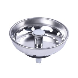 VARNAHOME Kitchen Drop-in Post Basket Strainer Replacement for US Standard Drains (3-1/2"), Premium 304 Stainless Steel Body W/Rubber Stopper 1 Pack